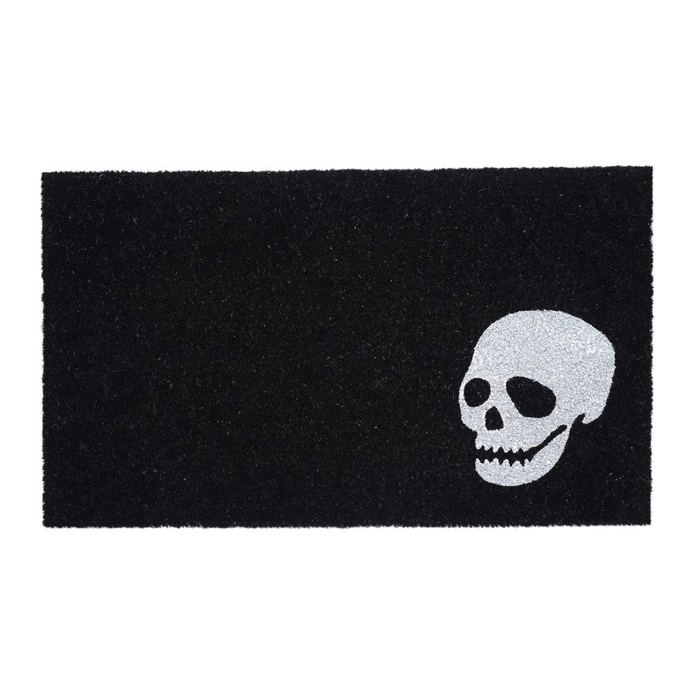 17" X 29" Black and White Coir Skull Outdoor Halloween Door Mat