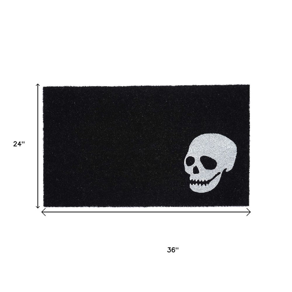 17" X 29" Black and White Coir Skull Outdoor Halloween Door Mat