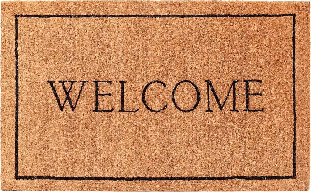 18" X 30" Natural And Black Coir Welcome Outdoor Door Mat