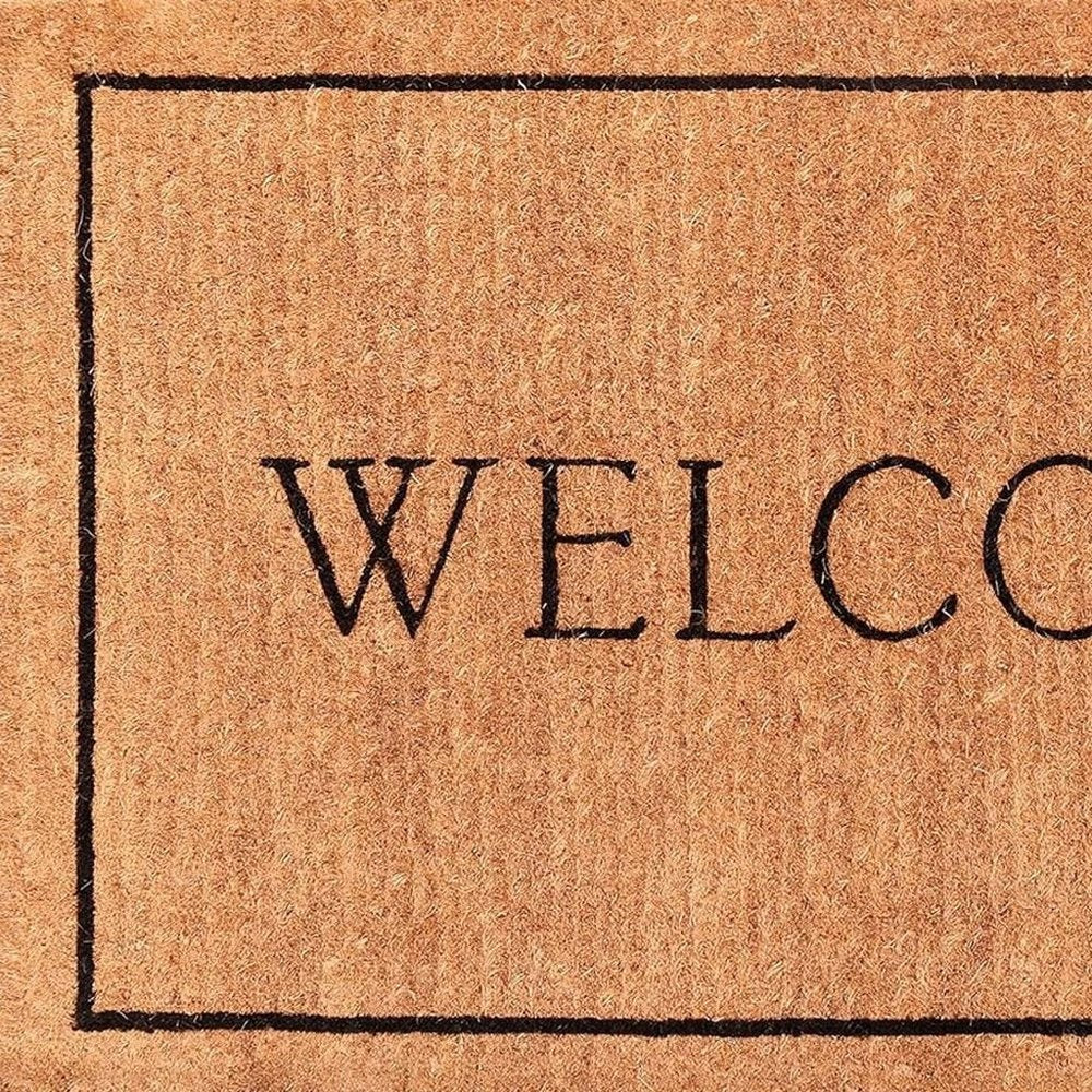 24" X 36" Natural and Black Coir Welcome Outdoor Door Mat
