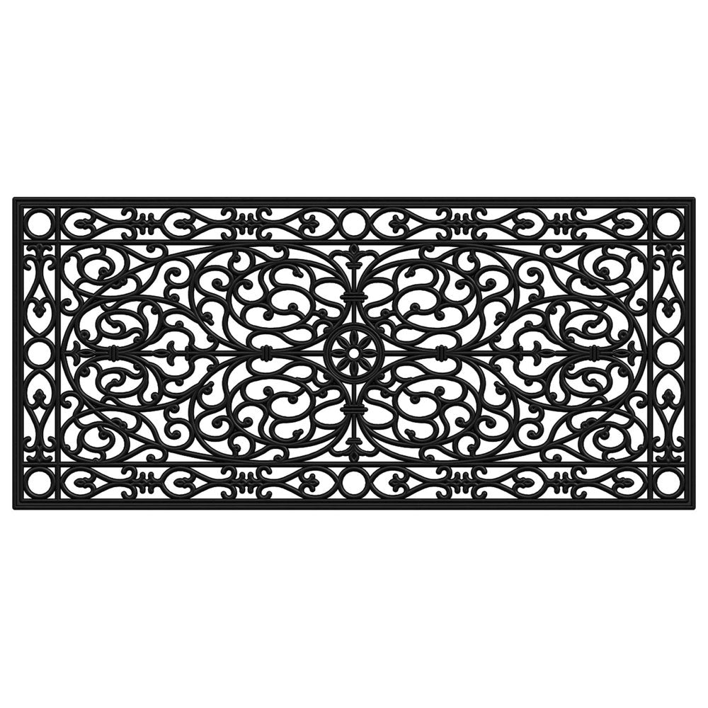 24" X 36" Black Rubber Scrollwork Outdoor Door Mat