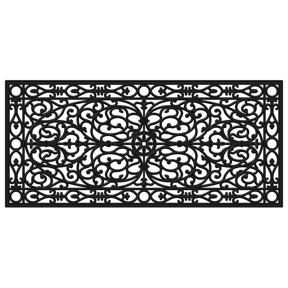 24" X 36" Black Rubber Scrollwork Outdoor Door Mat