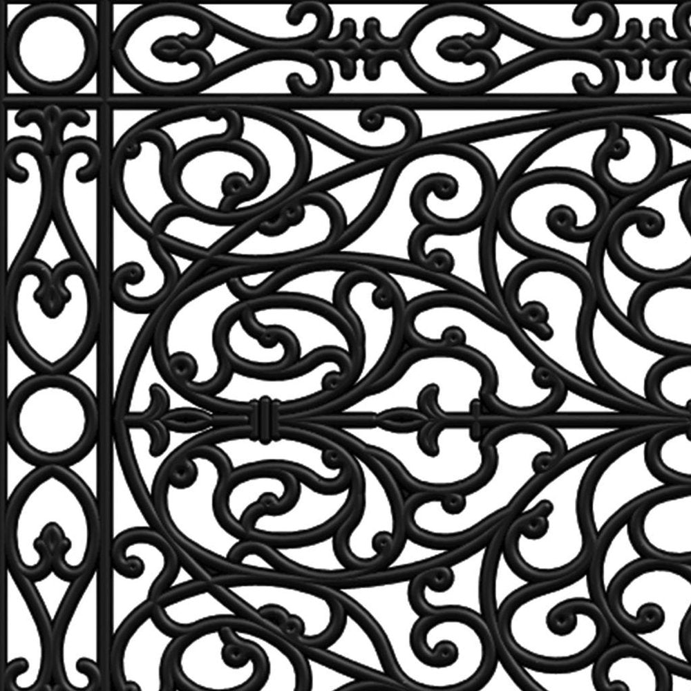 24" X 36" Black Rubber Scrollwork Outdoor Door Mat