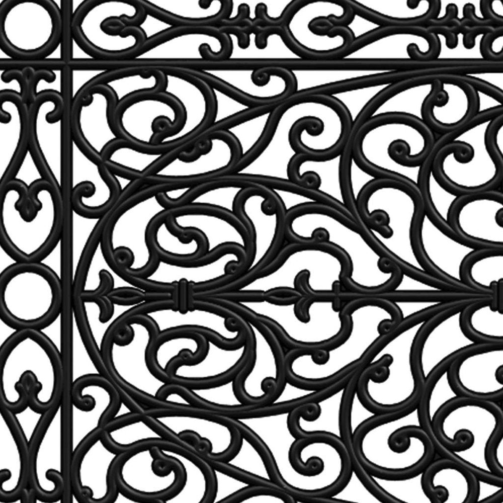 24" X 36" Black Rubber Scrollwork Outdoor Door Mat