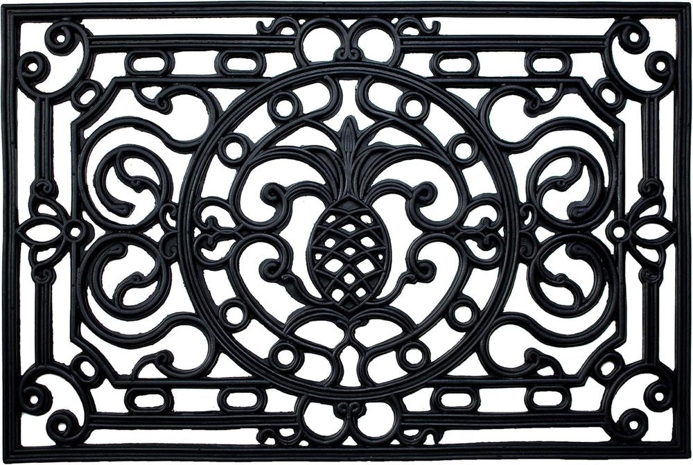 18" X 30" Black Rubber Pineapple Outdoor Door Mat
