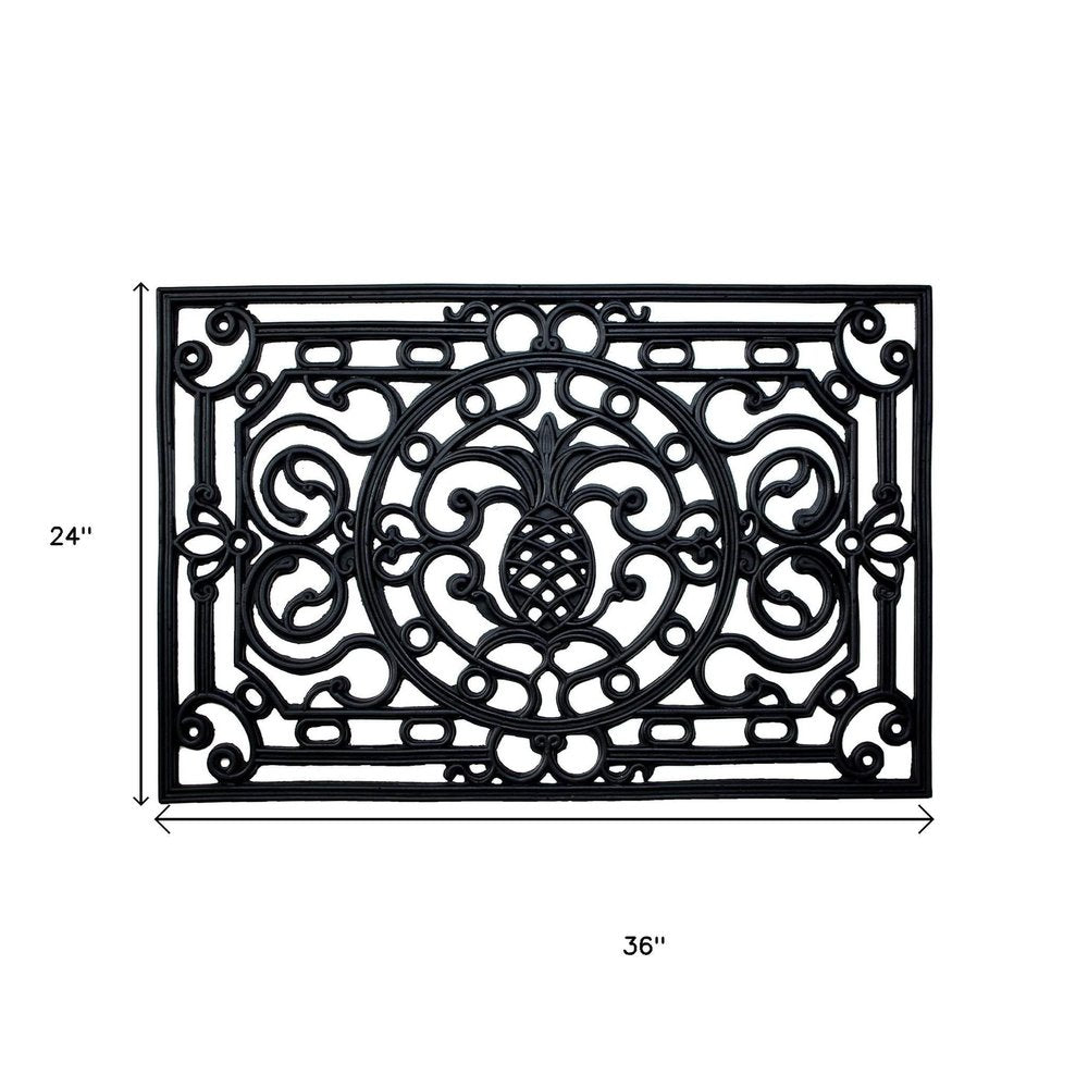 18" X 30" Black Rubber Pineapple Outdoor Door Mat