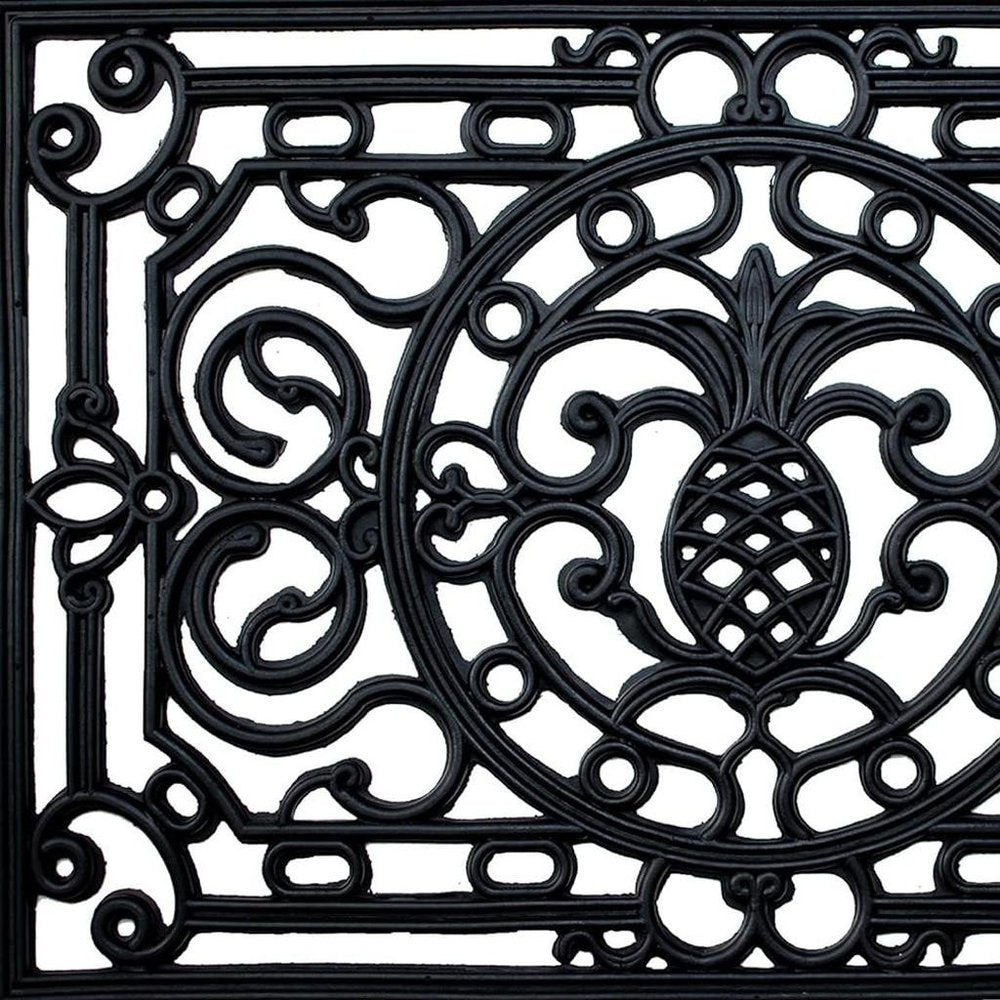 18" X 30" Black Rubber Pineapple Outdoor Door Mat