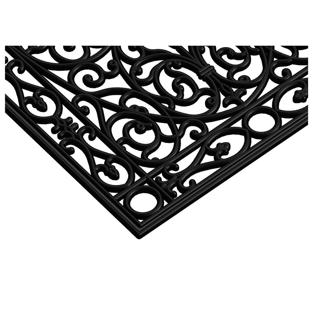 24" X 36" Black Rubber Scrollwork Outdoor Door Mat