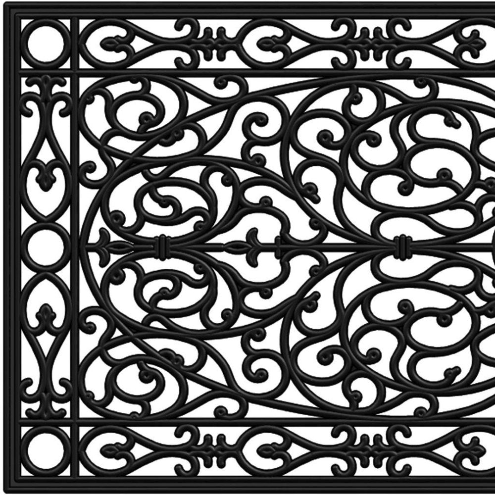 24" X 36" Black Rubber Scrollwork Outdoor Door Mat