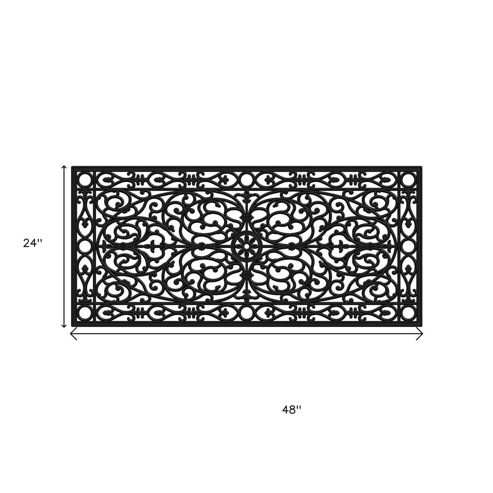 24" X 36" Black Rubber Scrollwork Outdoor Door Mat