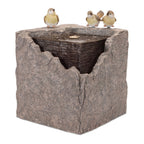 19" Gray Stone LED lights Birds Garden Art
