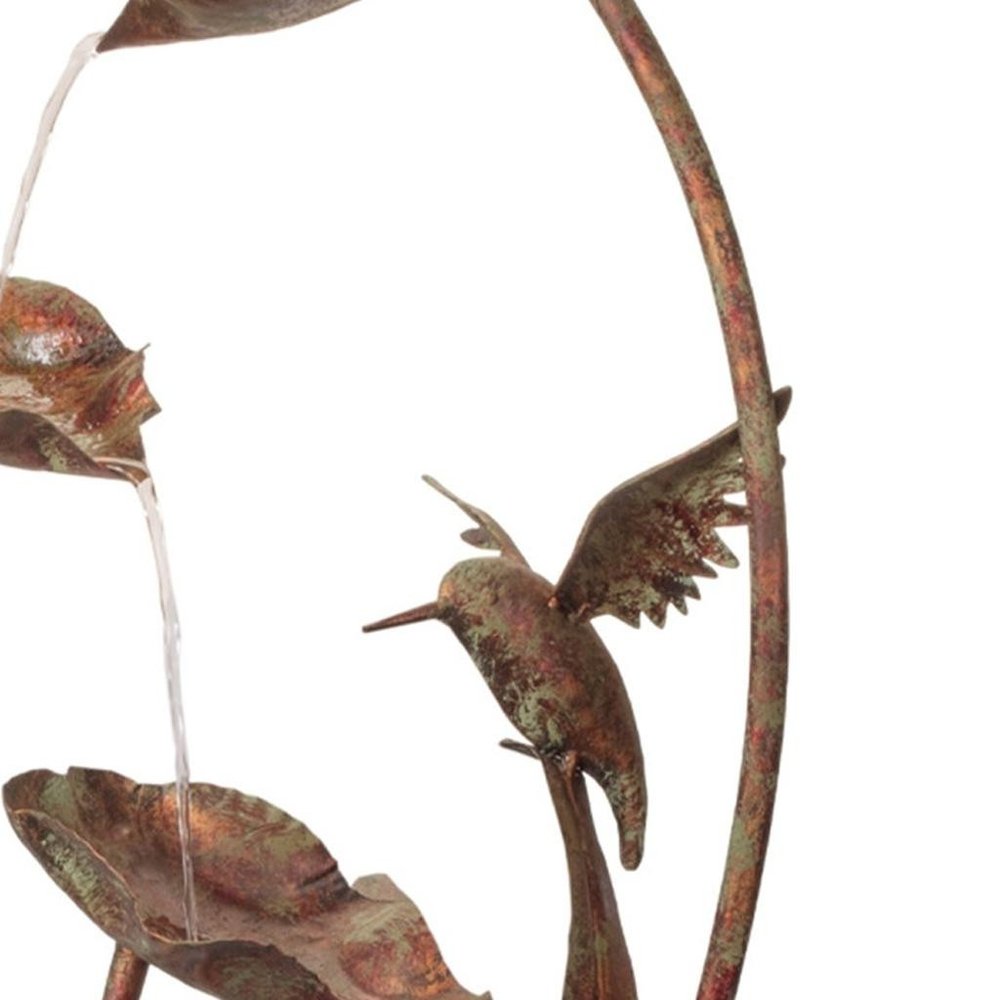 42" Brown Metal LED lights Birds Garden Art