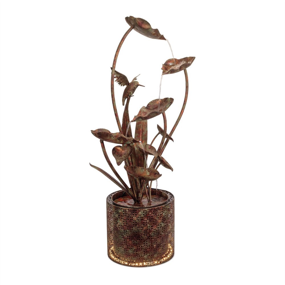 42" Brown Metal LED lights Birds Garden Art