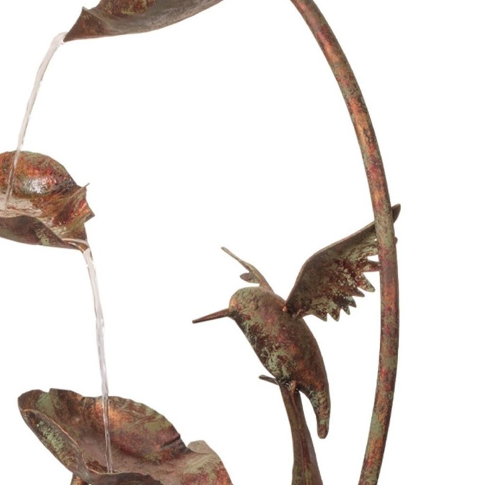42" Brown Metal LED lights Birds Garden Art