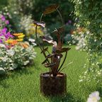 42" Brown Metal LED lights Birds Garden Art