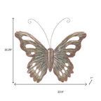 Set of Two Gold And Silver Metal Insect Garden Art