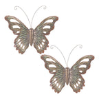 Set of Two Gold And Silver Metal Insect Garden Art