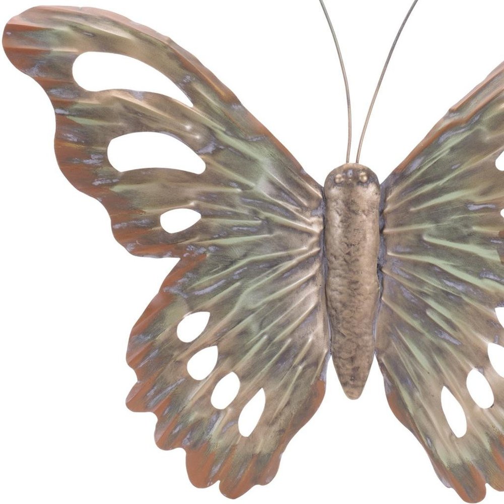 Set of Two Gold And Silver Metal Insect Garden Art