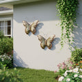 Set of Two Gold And Silver Metal Insect Garden Art