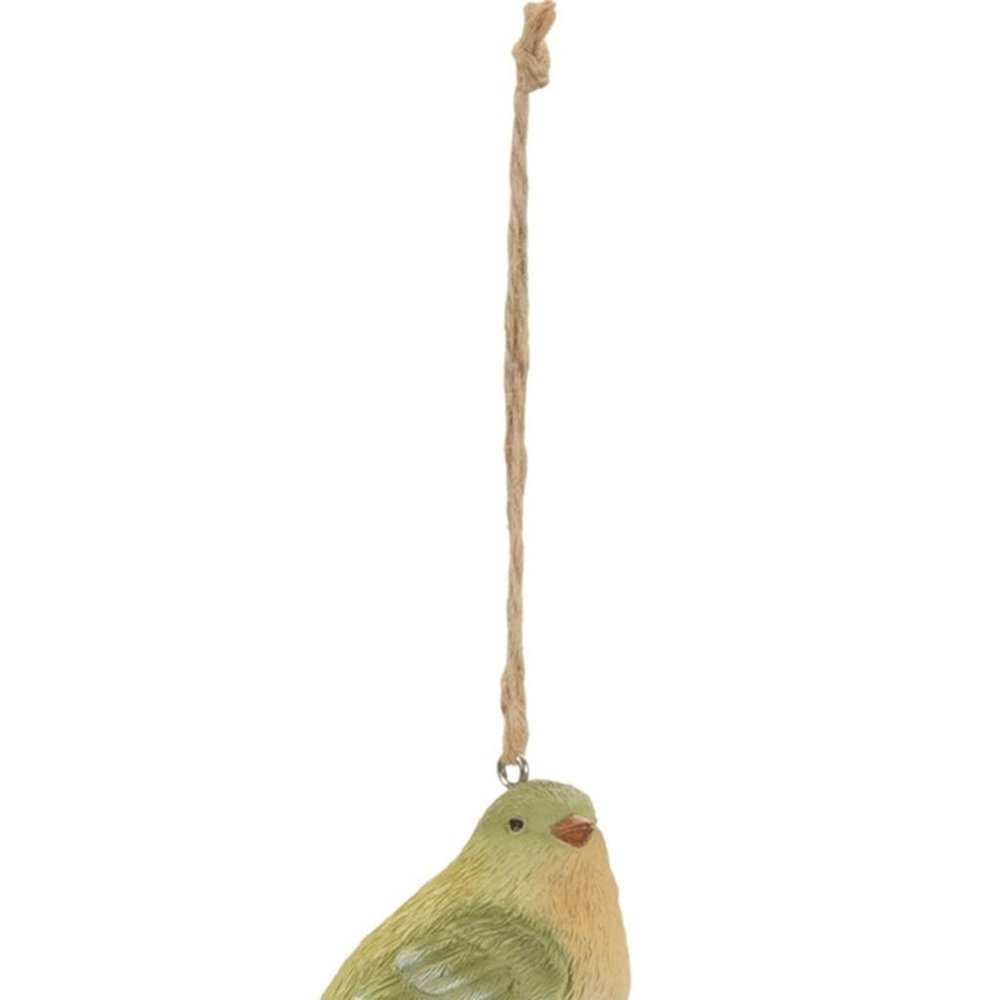 Set of Two Beige And Green Ceramic Birds Garden Art
