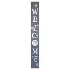 72" Gray And White Solid Wood Welcome Christmas Snowman Porch Sign