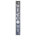 72" Gray And White Solid Wood Welcome Christmas Snowman Porch Sign
