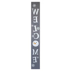 72" Gray And White Solid Wood Welcome Christmas Snowman Porch Sign