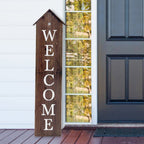 48" Black And White Solid Wood Birdhouse Welcome Porch Sign