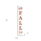72" White And Orange Solid Wood Happy Fall Porch Sign