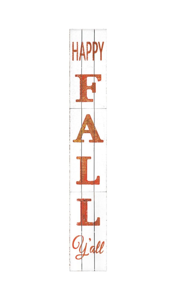 72" White And Orange Solid Wood Happy Fall Porch Sign