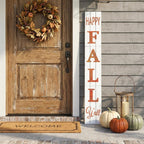 72" White And Orange Solid Wood Happy Fall Porch Sign