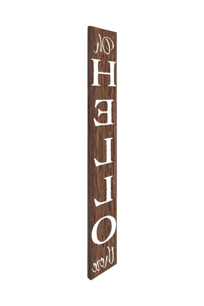 72" Brown And White Solid Wood Hello Porch Sign