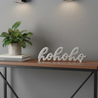 9" Silver Cast Iron Christmas Tabletop Sign