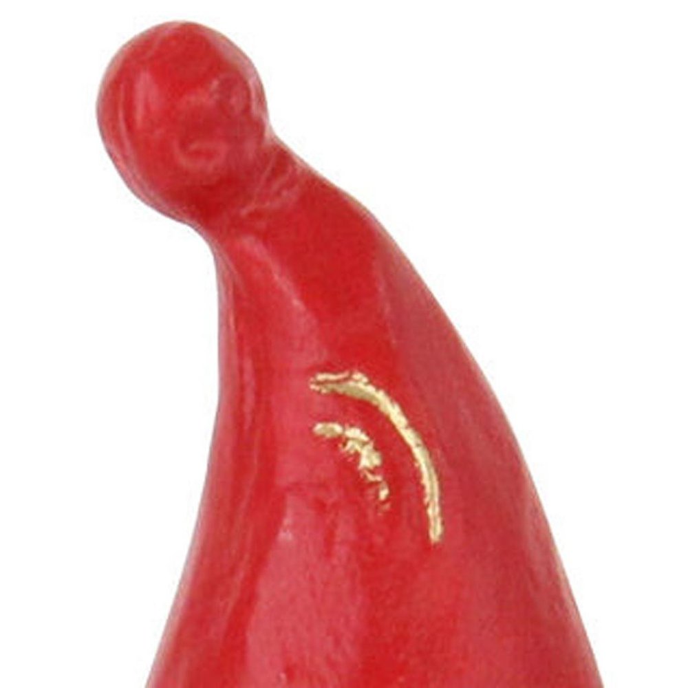 6" Red Gold And White Cast Iron Christmas Santa Gnome Figurine
