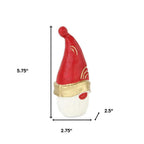 6" Red Gold And White Cast Iron Christmas Santa Gnome Figurine