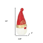 5" Red Gold And White Cast Iron Christmas Santa Gnome Figurine