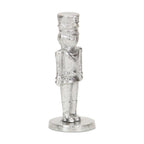 7" Silver Cast Iron Christmas Nutcracker Hand Painted Figurine