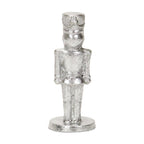 7" Silver Cast Iron Christmas Nutcracker Hand Painted Figurine