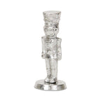 6" Silver Cast Iron Christmas Nutcracker Hand Painted Figurine