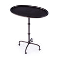 20" Black Aluminum Oval Outdoor Pedestal Side Table
