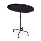 20" Black Aluminum Oval Outdoor Pedestal Side Table