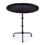 20" Black Aluminum Oval Outdoor Pedestal Side Table