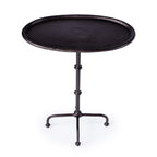 20" Black Aluminum Oval Outdoor Pedestal Side Table