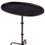 20" Black Aluminum Oval Outdoor Pedestal Side Table