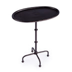 20" Black Aluminum Oval Outdoor Pedestal Side Table