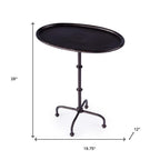 20" Black Aluminum Oval Outdoor Pedestal Side Table
