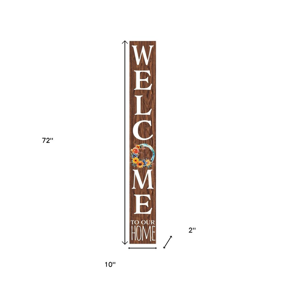72" Brown And White Solid Wood Porch Sign