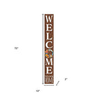72" Brown And White Solid Wood Porch Sign