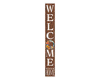 72" Brown And White Solid Wood Porch Sign