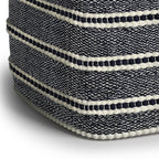 18" Navy Blue And White Polyester Outdoor Pouf Ottoman